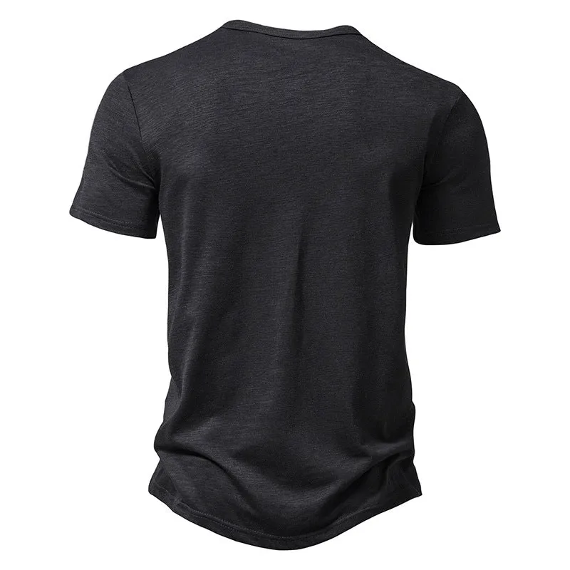Men Crewneck Buttons Short Sleeves T-Shirt