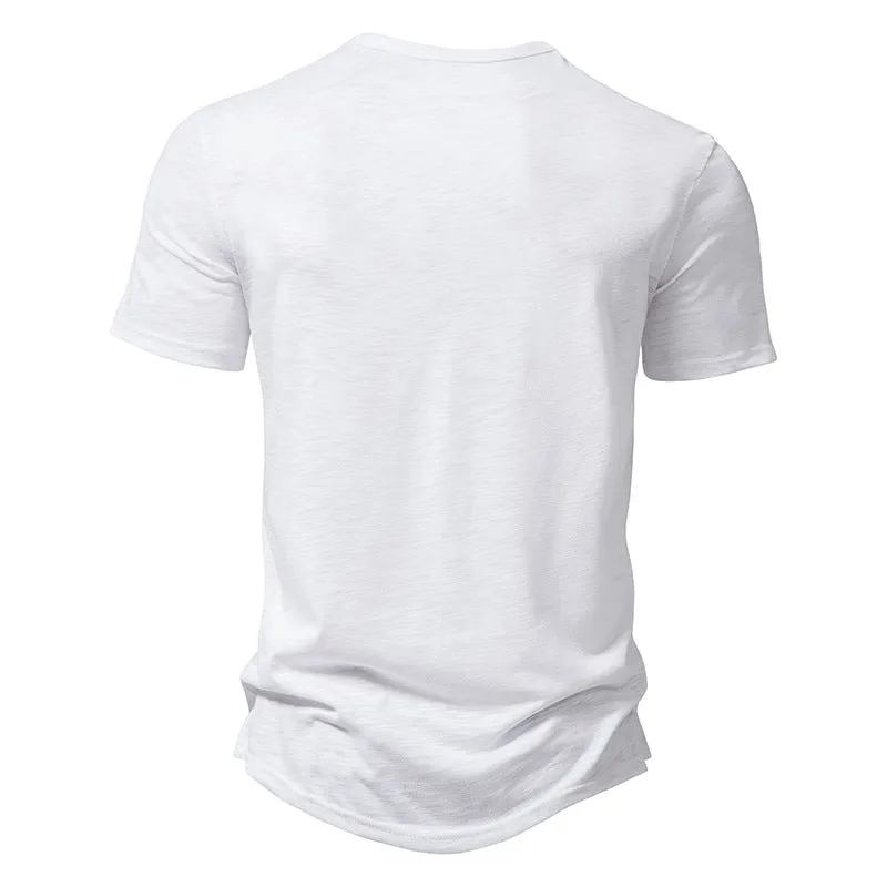 Men Crewneck Buttons Short Sleeves T-Shirt