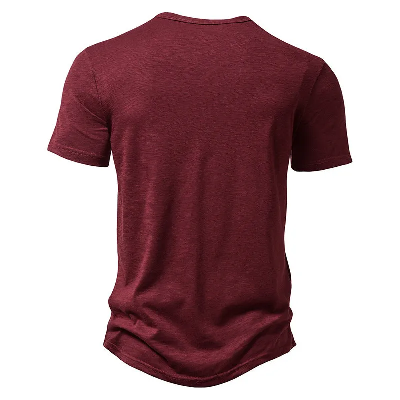 Men Crewneck Buttons Short Sleeves T-Shirt