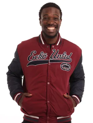 Men's Baseball Jacket - Wine/Navy