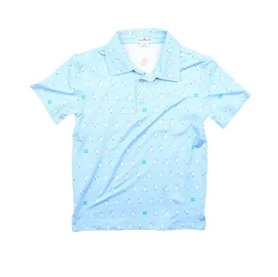 Men's - Batter Up Polo Short Sleeve Shirt || Blue Quail