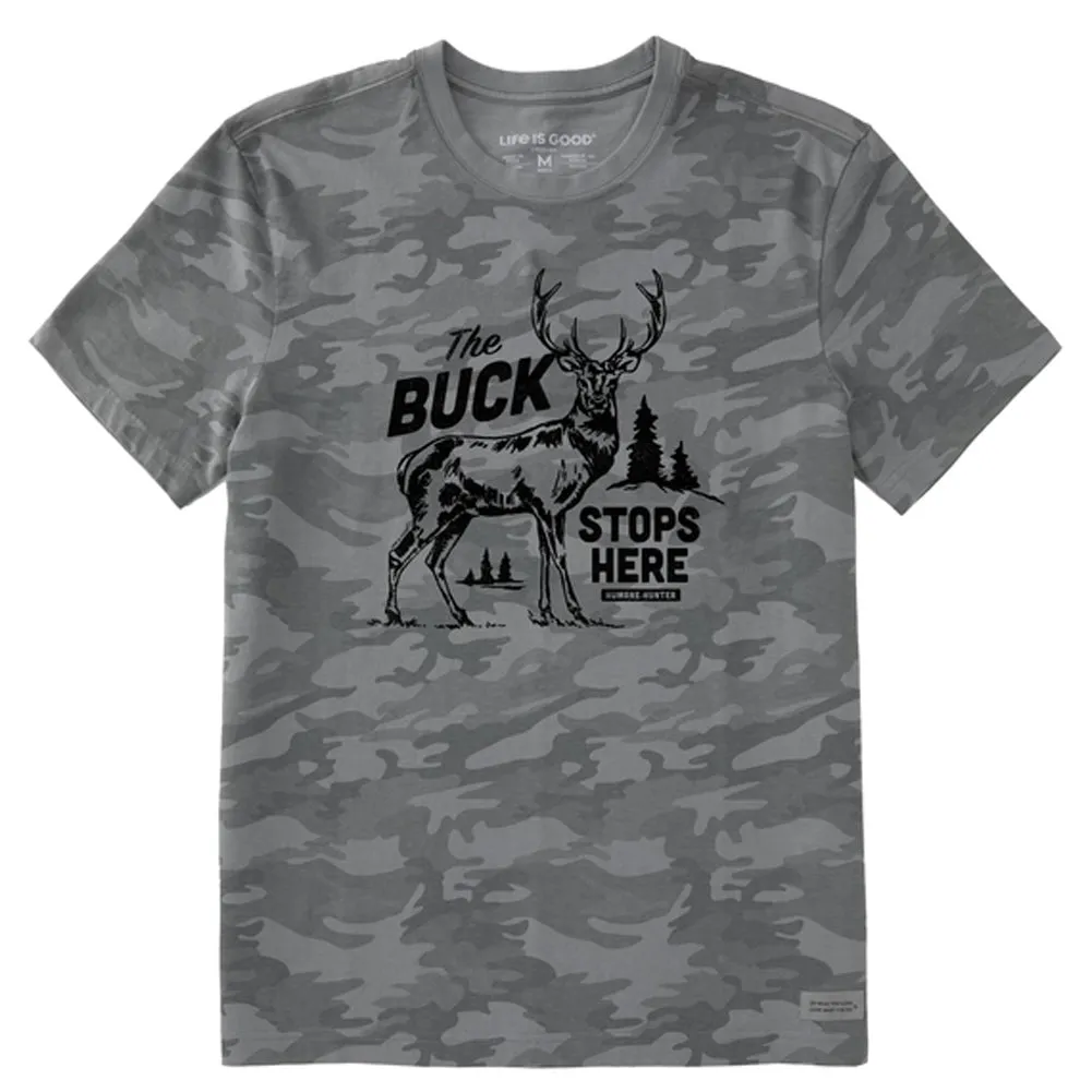 Men's Buck Stops Here Allover Printed Crusher Tee - Gray Camo - 129563