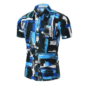 Men's Button down Tailor Fit Soft 100% Cotton Short Sleeve Dress Shirt Turquoise Blue, Black, White casual And Formal