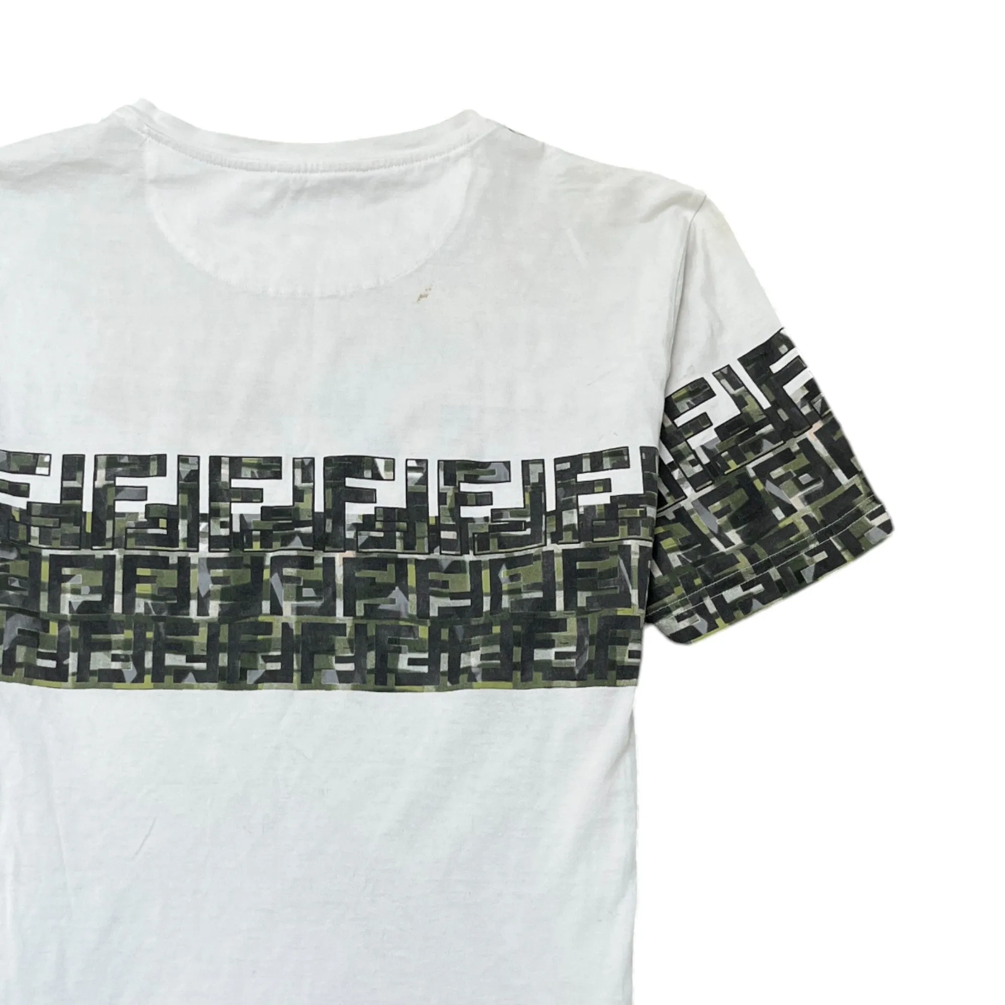 Men's Camo Logo Print T-Shirt White Size L