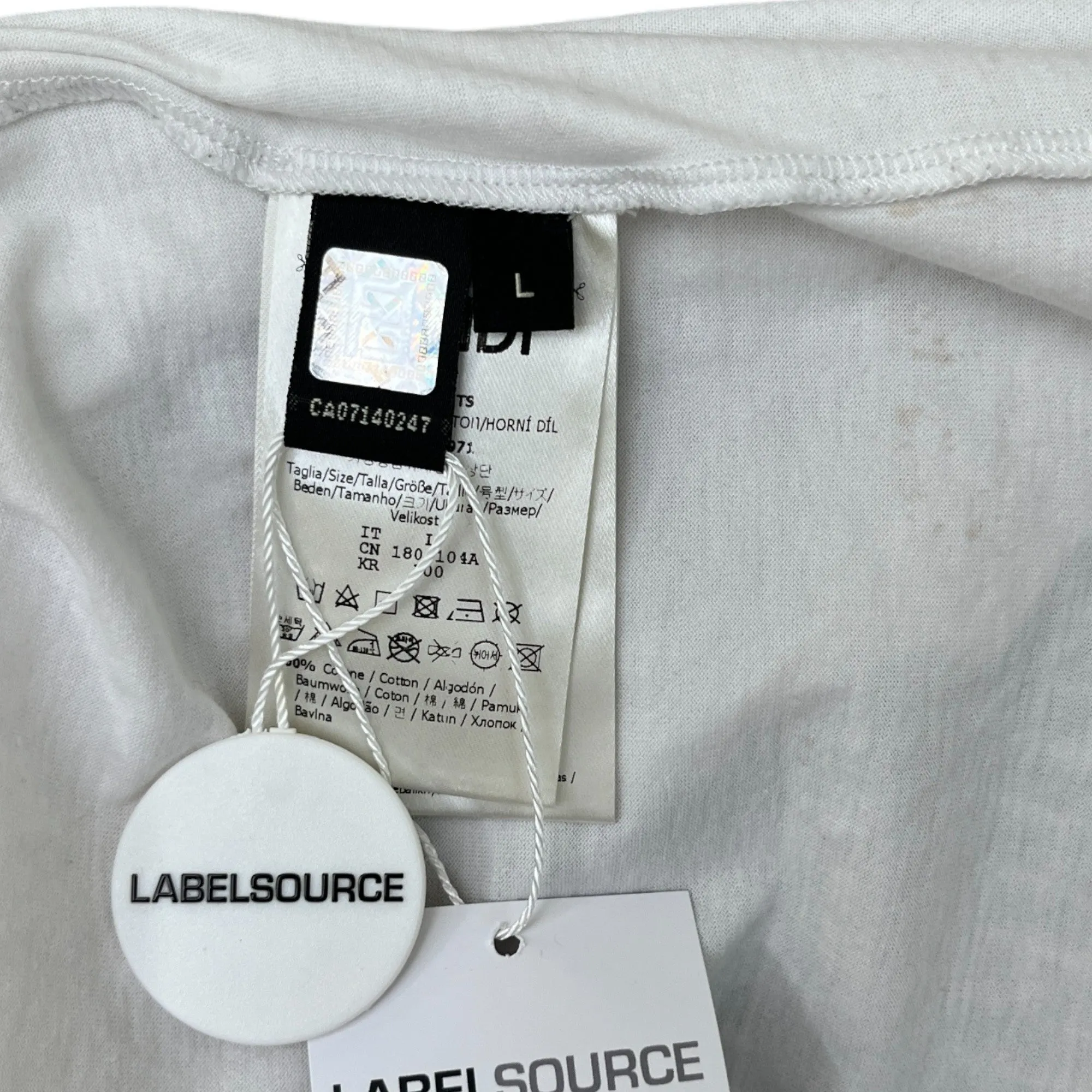 Men's Camo Logo Print T-Shirt White Size L