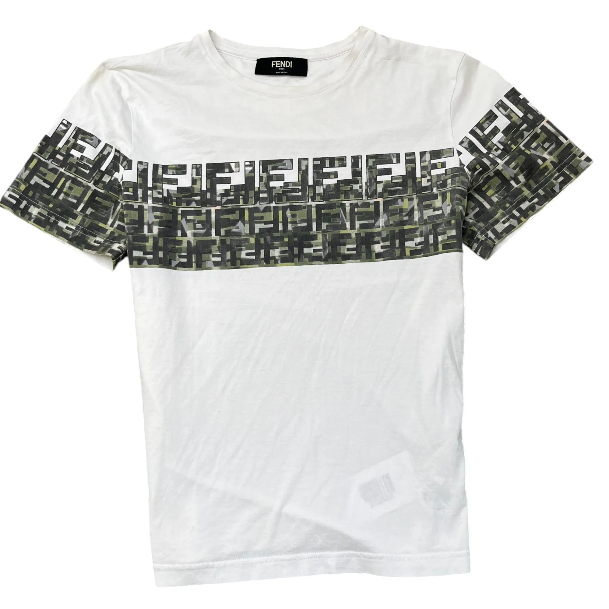 Men's Camo Logo Print T-Shirt White Size L