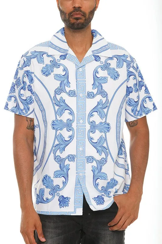 Mens Collared Print