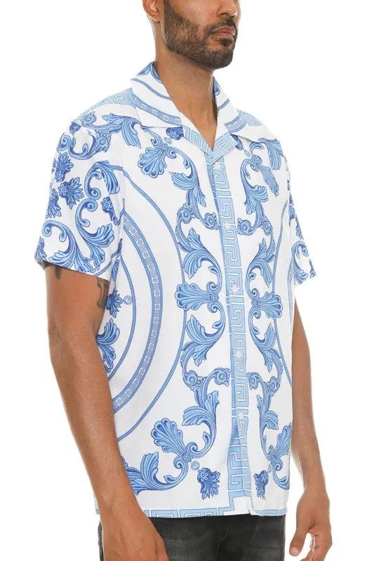 Mens Collared Print