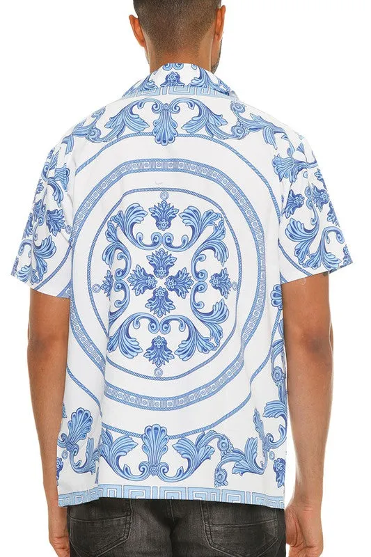 Mens Collared Print