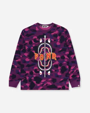 Men's Color Camo Shark Longsleeve T-Shirt Purple