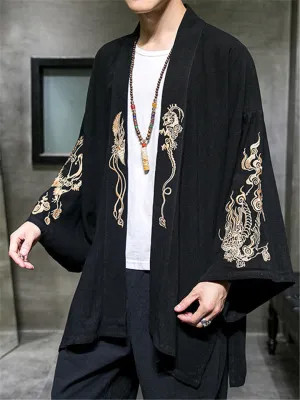Men's Cool Dragons Embroidered Linen Jacket