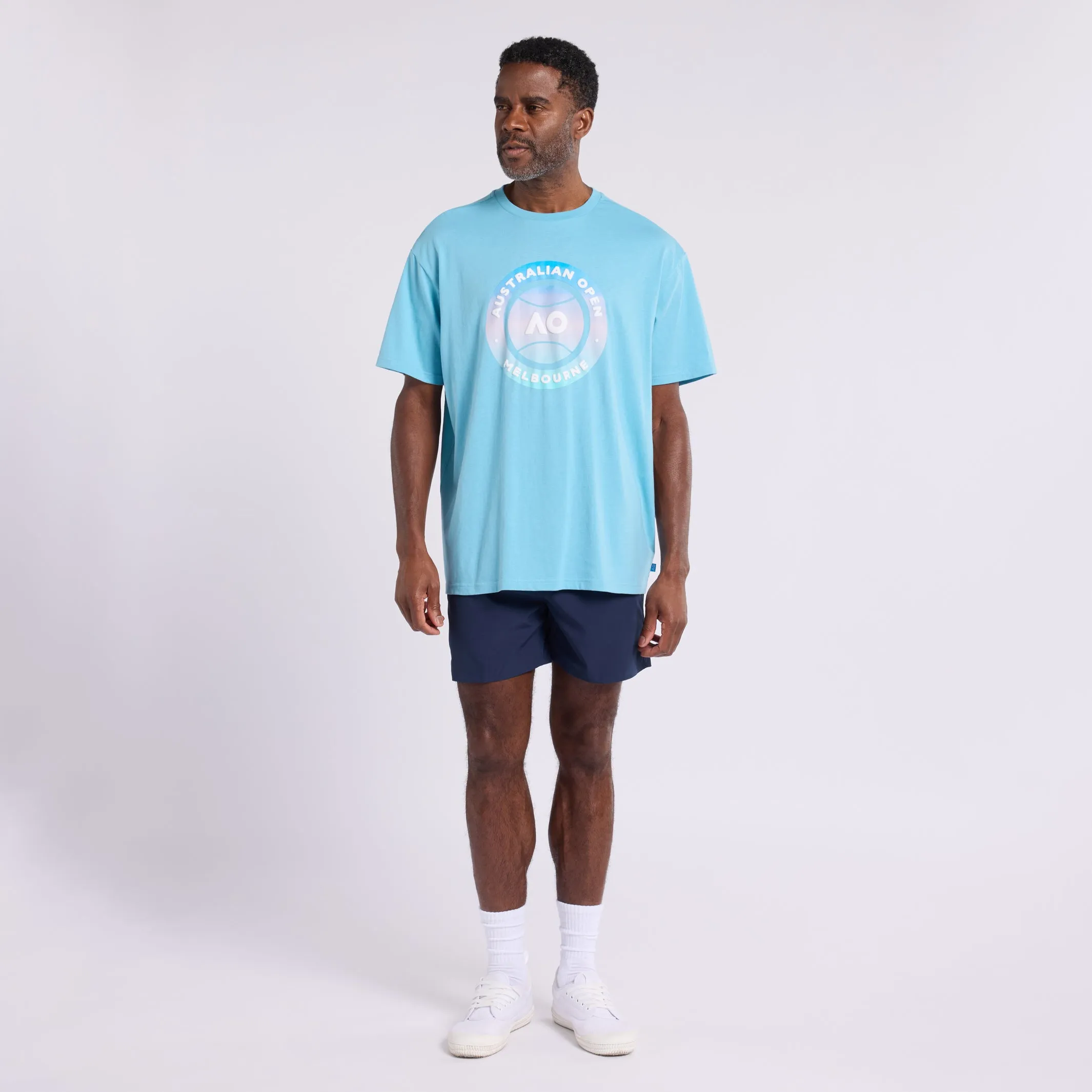 Men's Milky Blue T-Shirt Round Logo