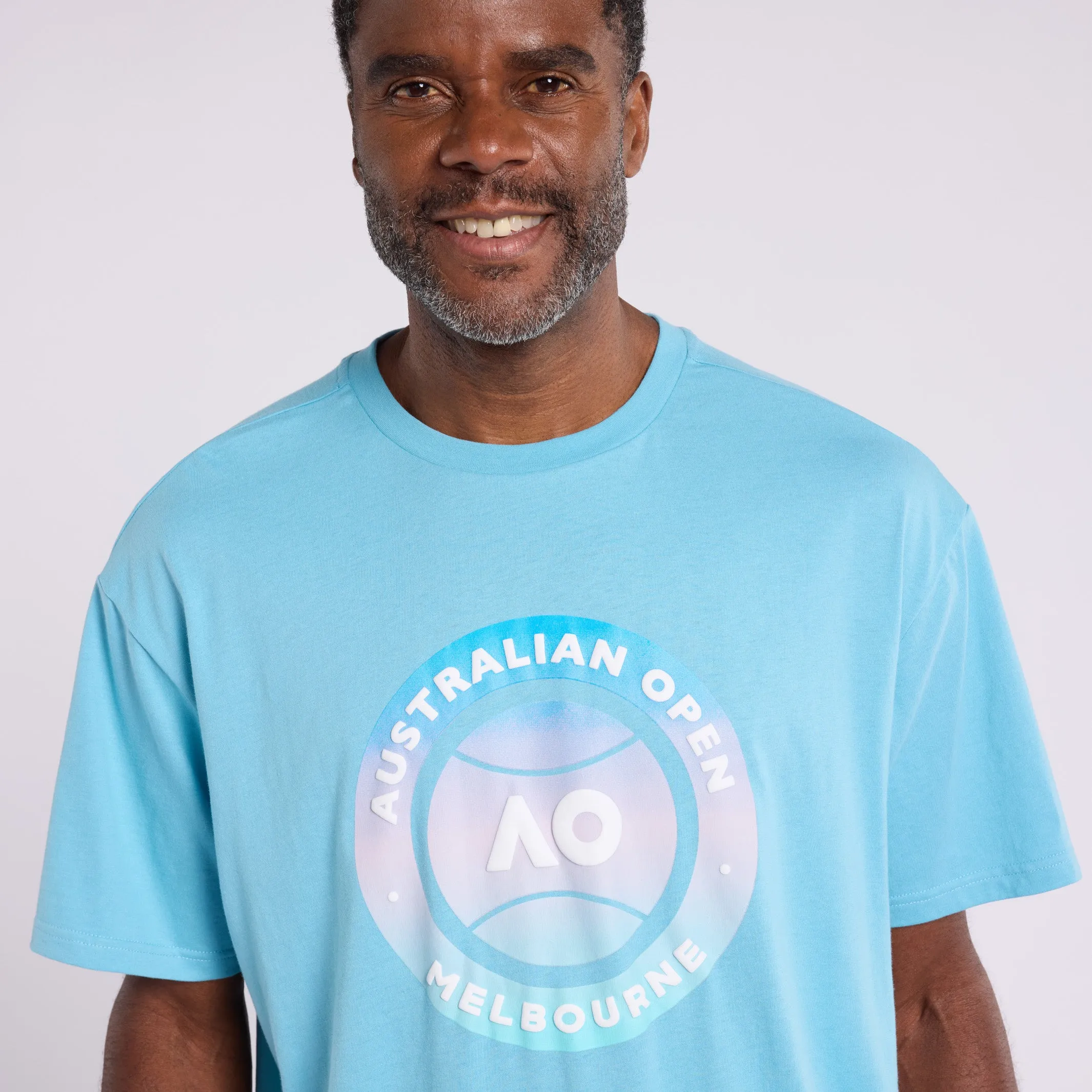 Men's Milky Blue T-Shirt Round Logo