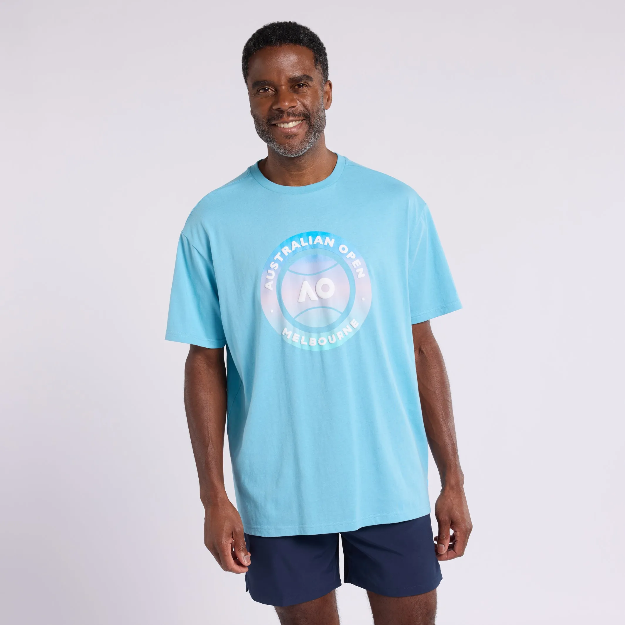Men's Milky Blue T-Shirt Round Logo