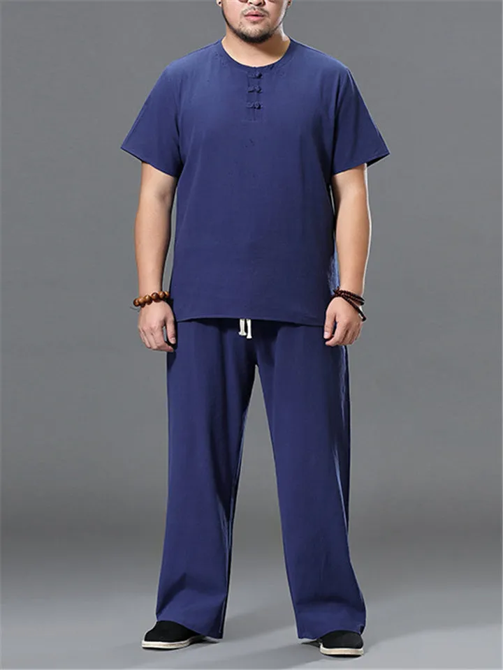 Men's Plus Size Cotton Linen Sets