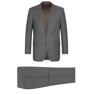 Men's Renoir Two Piece Windowpane Gray Classic Fit Suit
