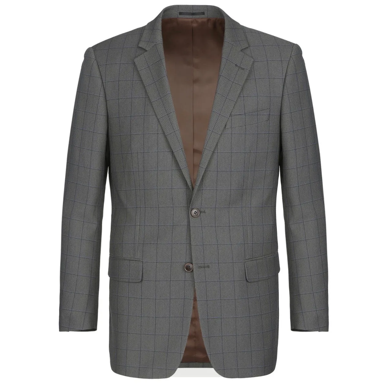 Men's Renoir Two Piece Windowpane Gray Classic Fit Suit