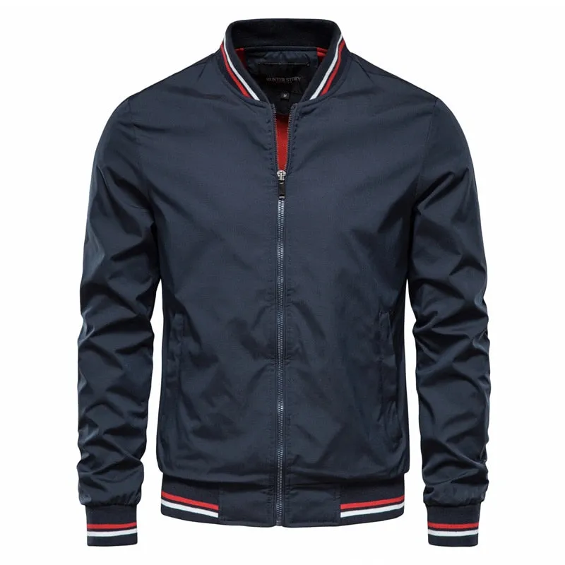 Men's Solid Color Bomber Jacket Casual Slim Fit Baseball  Jackets