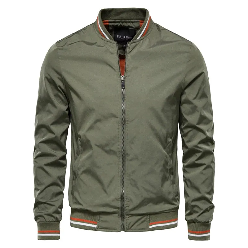 Men's Solid Color Bomber Jacket Casual Slim Fit Baseball  Jackets