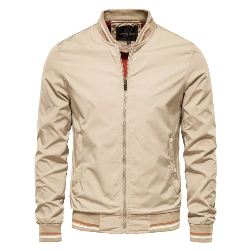Men's Solid Color Bomber Jacket Casual Slim Fit Baseball  Jackets