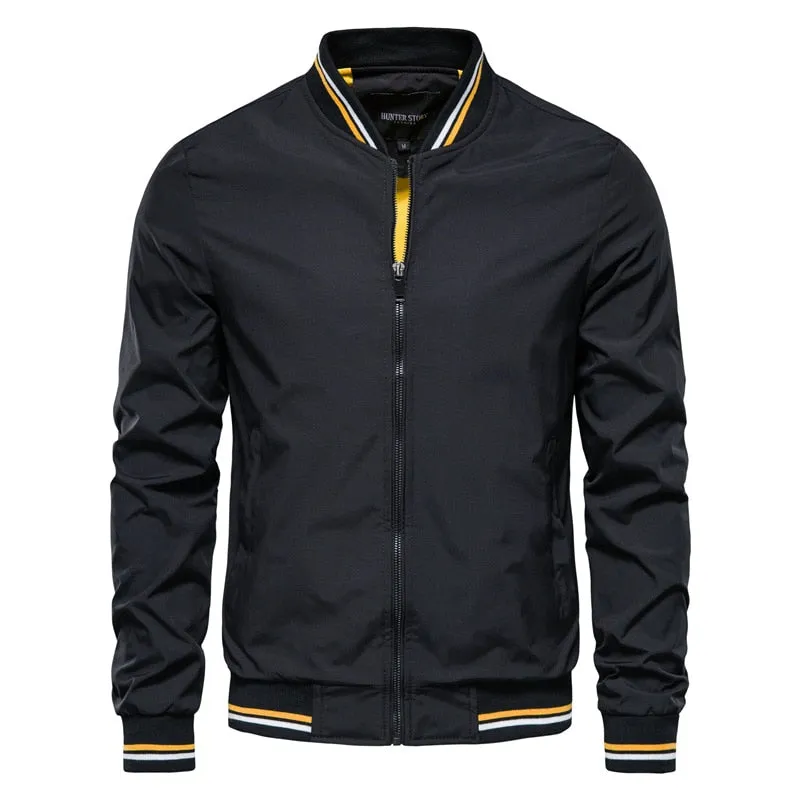 Men's Solid Color Bomber Jacket Casual Slim Fit Baseball  Jackets