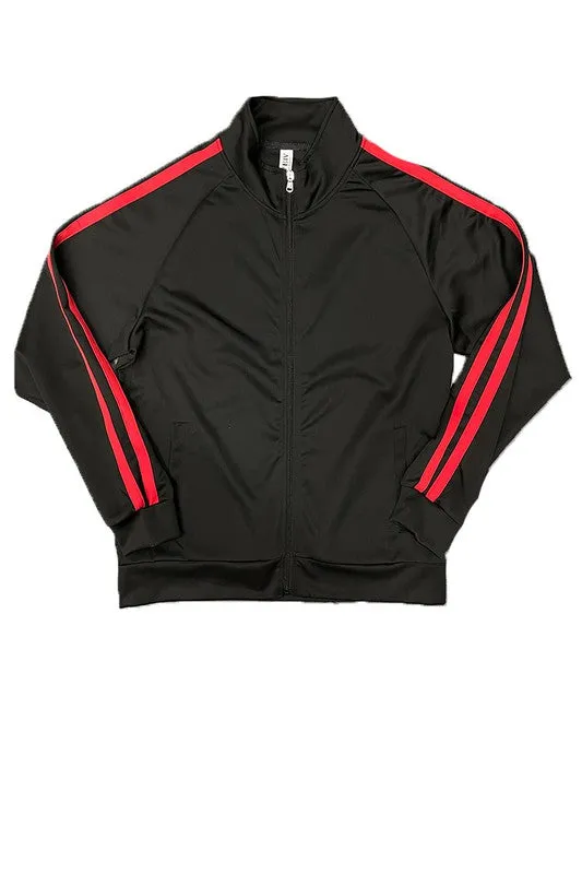 Men's Two Stripe Cargo Pocket Track Jacket and Short Set