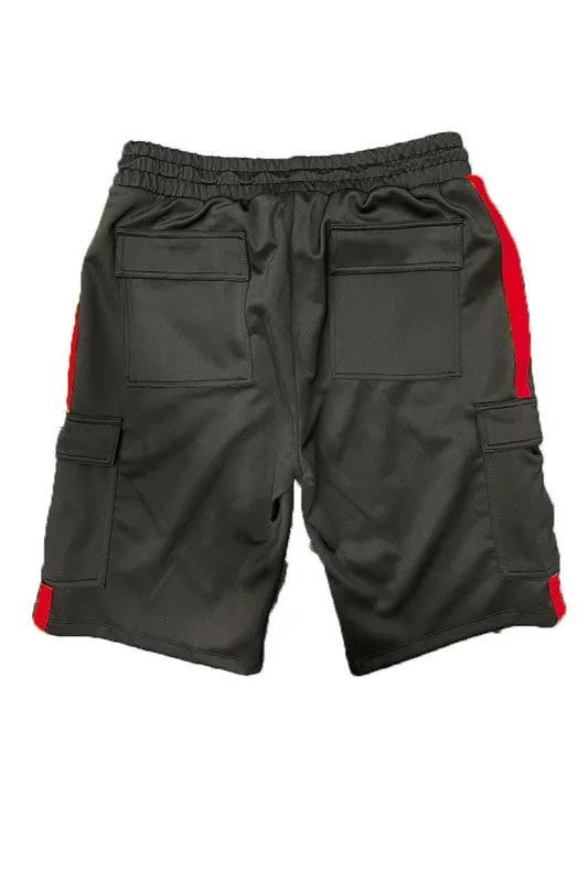 Men's Two Stripe Cargo Pocket Track Jacket and Short Set