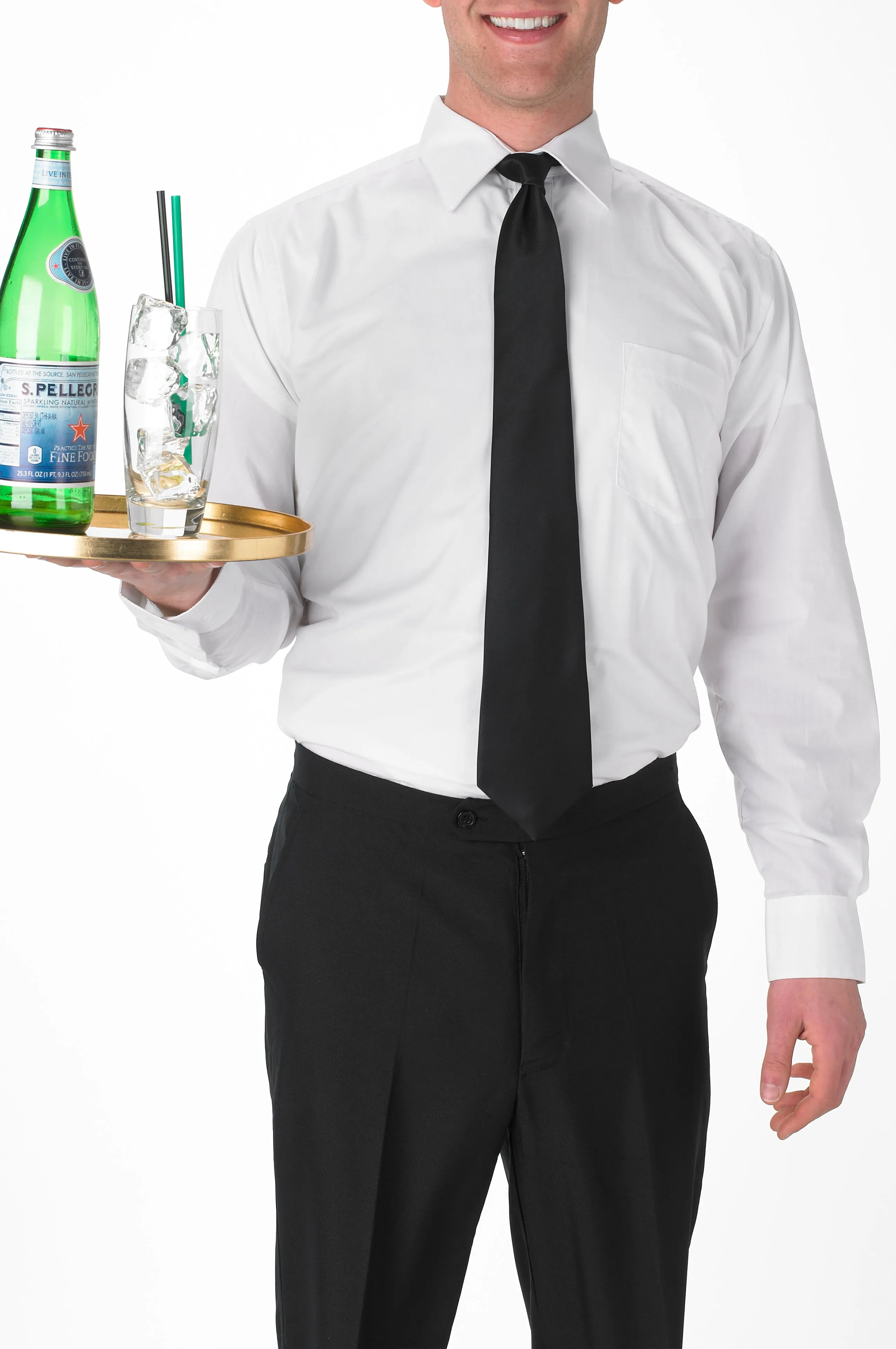 Men's White, Long Sleeve Dress Shirt with Chest Pocket