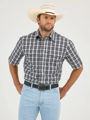 Men's Wrangler Wrinkle Resist Short Sleeve Western Snap Plaid Shirt - 112359509