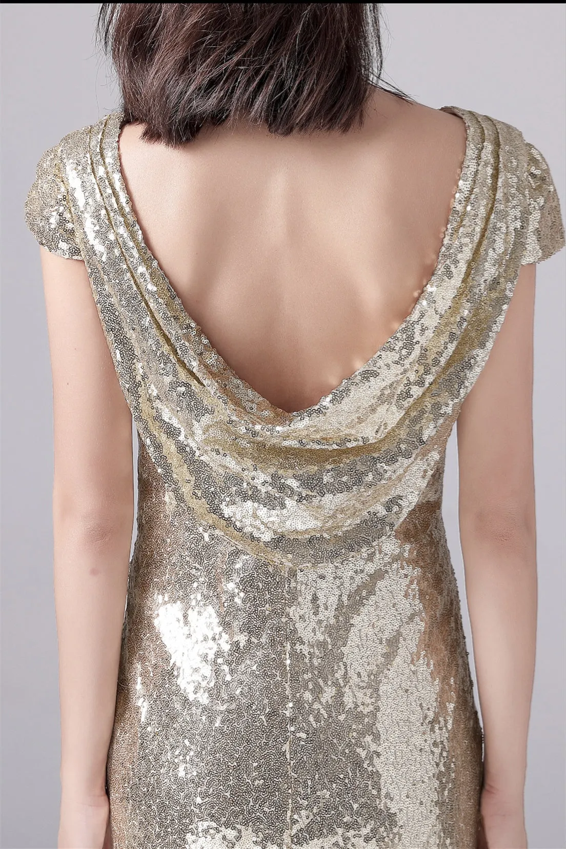 Mermaid Jewel Sequined Floor Length Short sleeves mother's dress