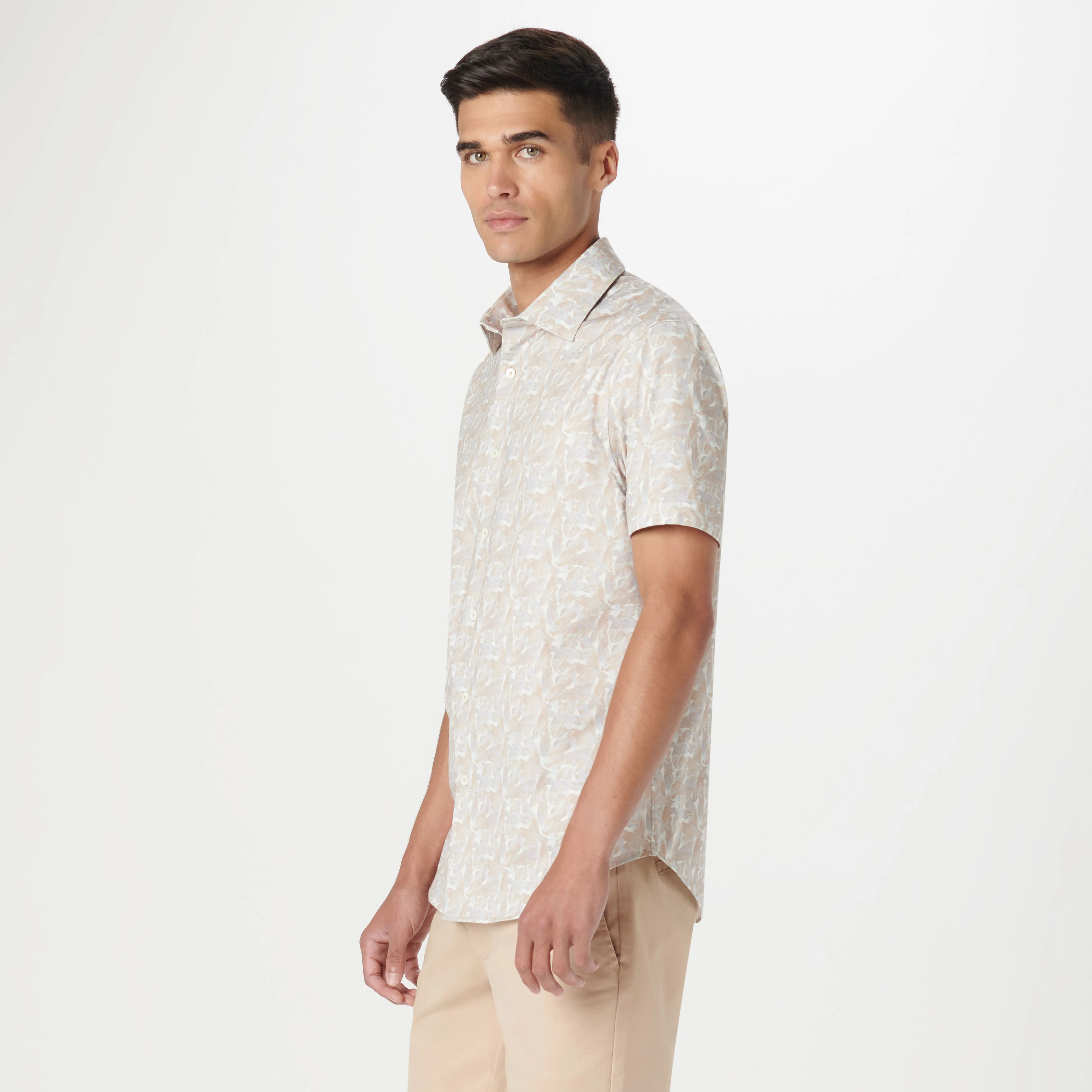 Miles Leaf Print OoohCotton Short Sleeve Shirt