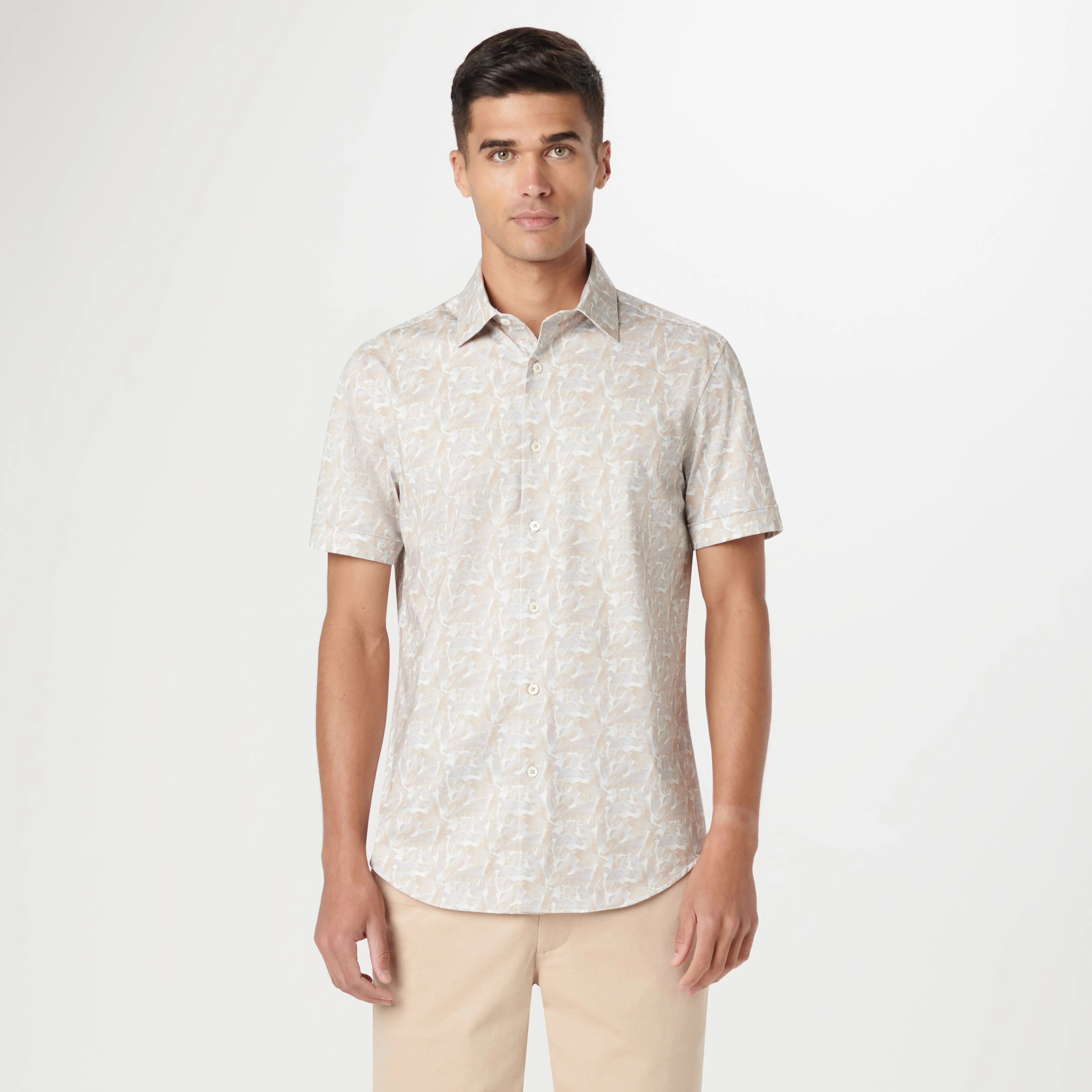 Miles Leaf Print OoohCotton Short Sleeve Shirt