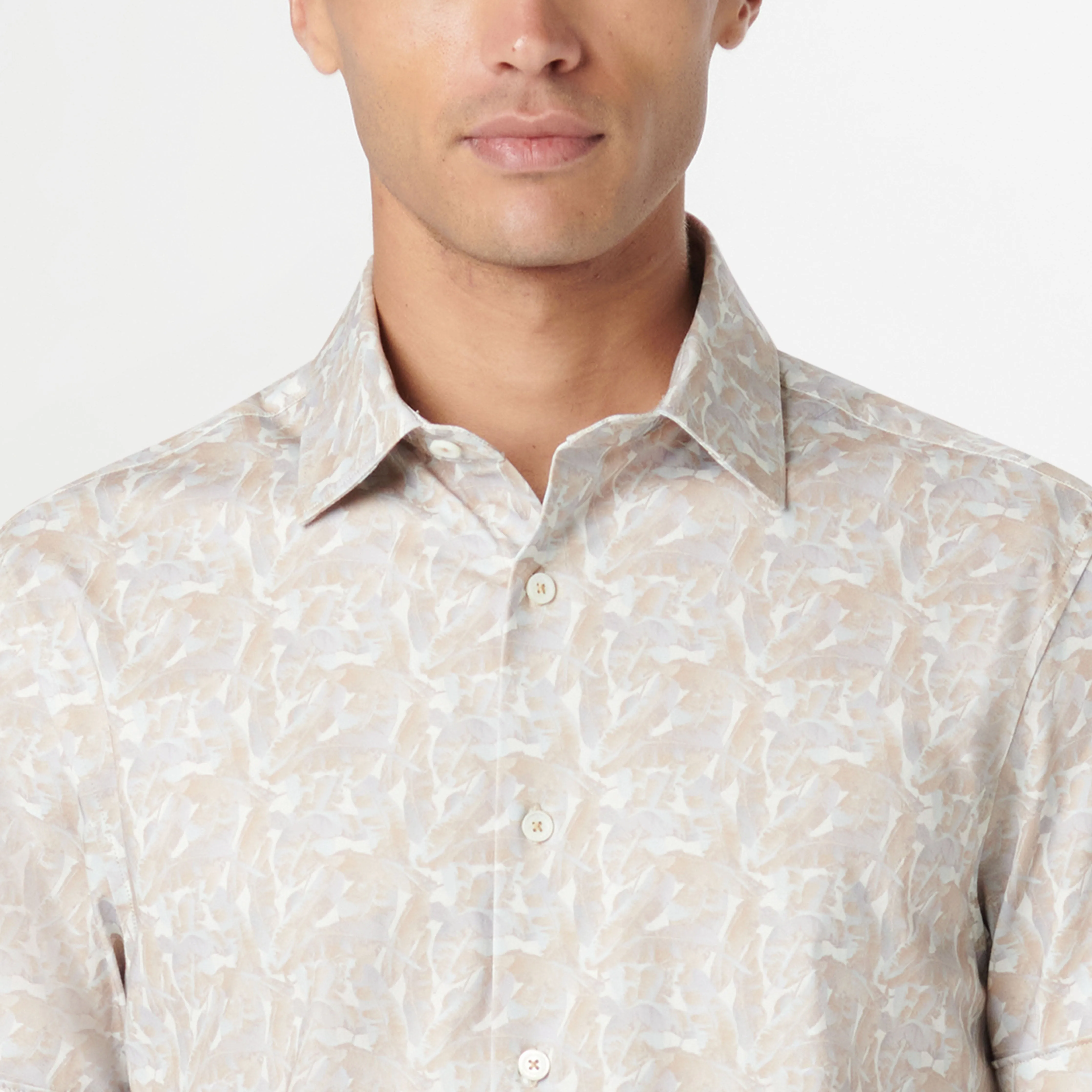 Miles Leaf Print OoohCotton Short Sleeve Shirt