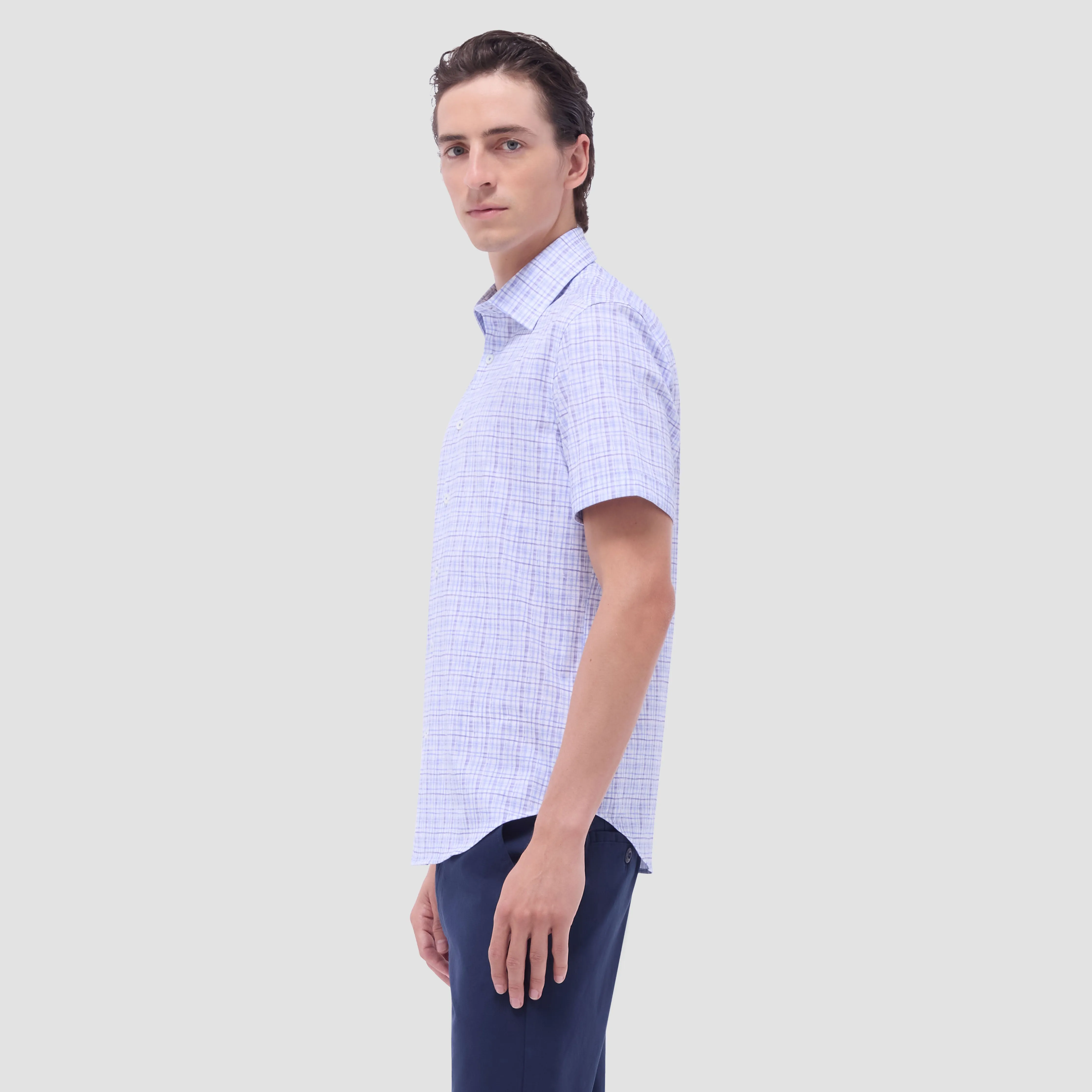 Miles Plaid Print OoohCotton Short-Sleeve Shirt