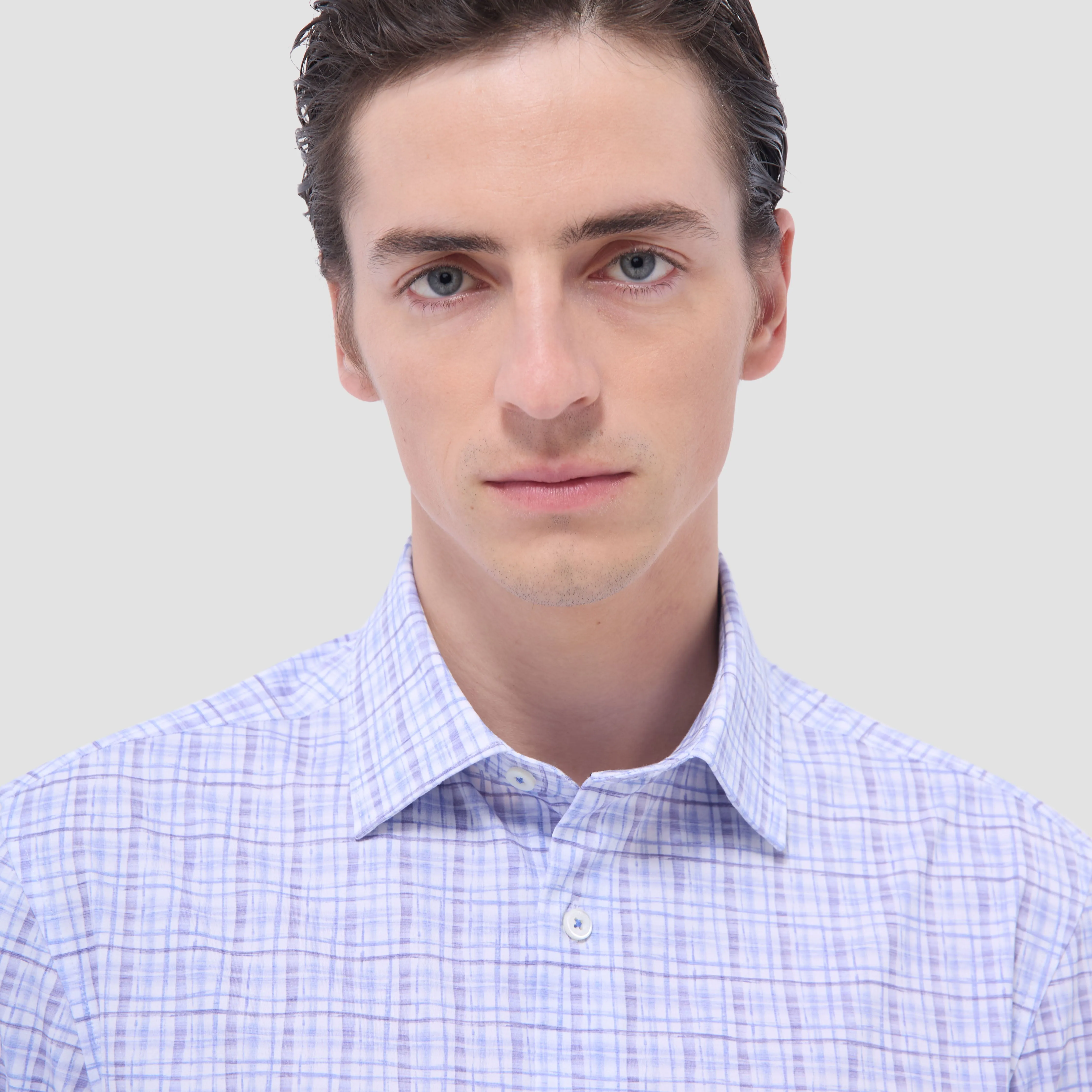 Miles Plaid Print OoohCotton Short-Sleeve Shirt