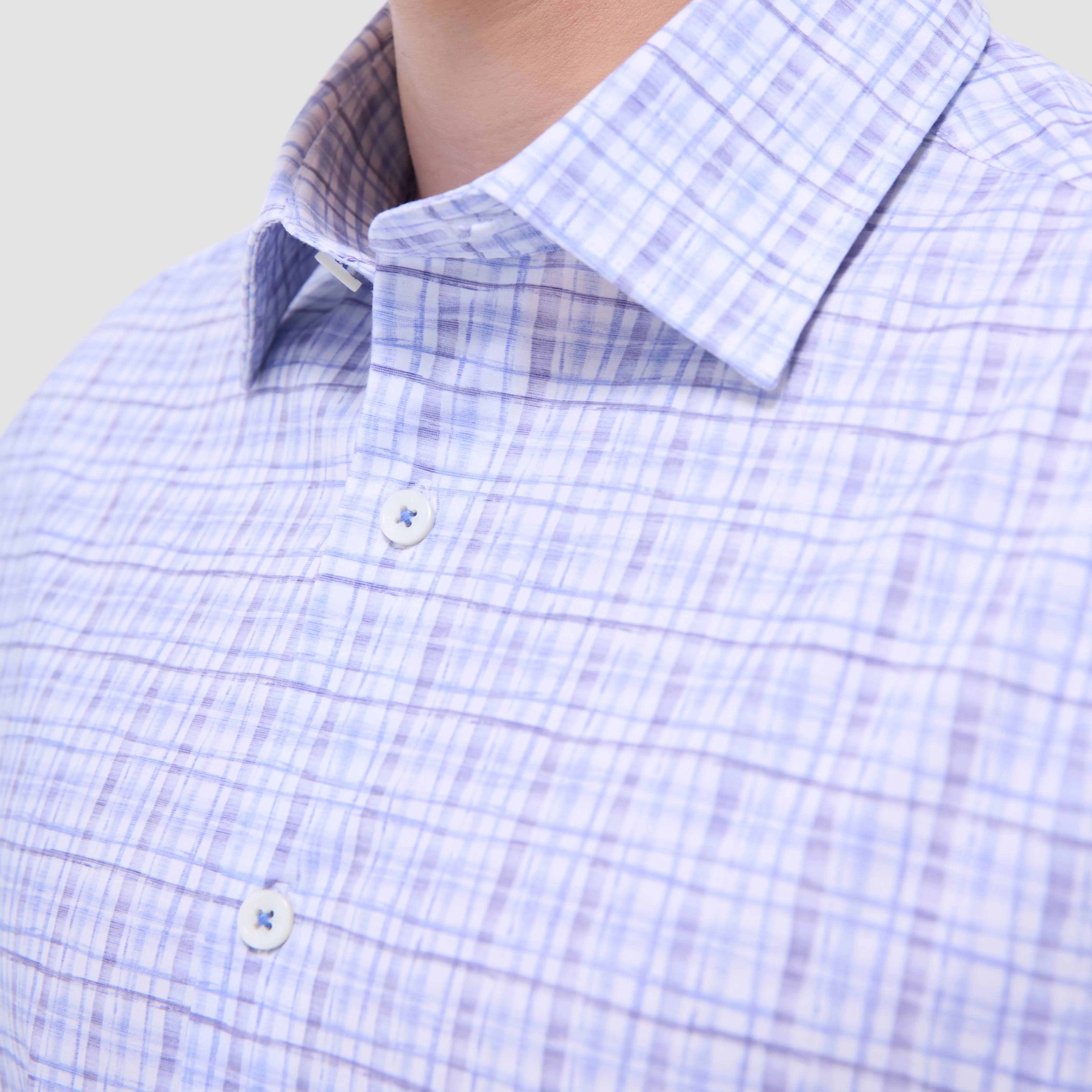 Miles Plaid Print OoohCotton Short-Sleeve Shirt
