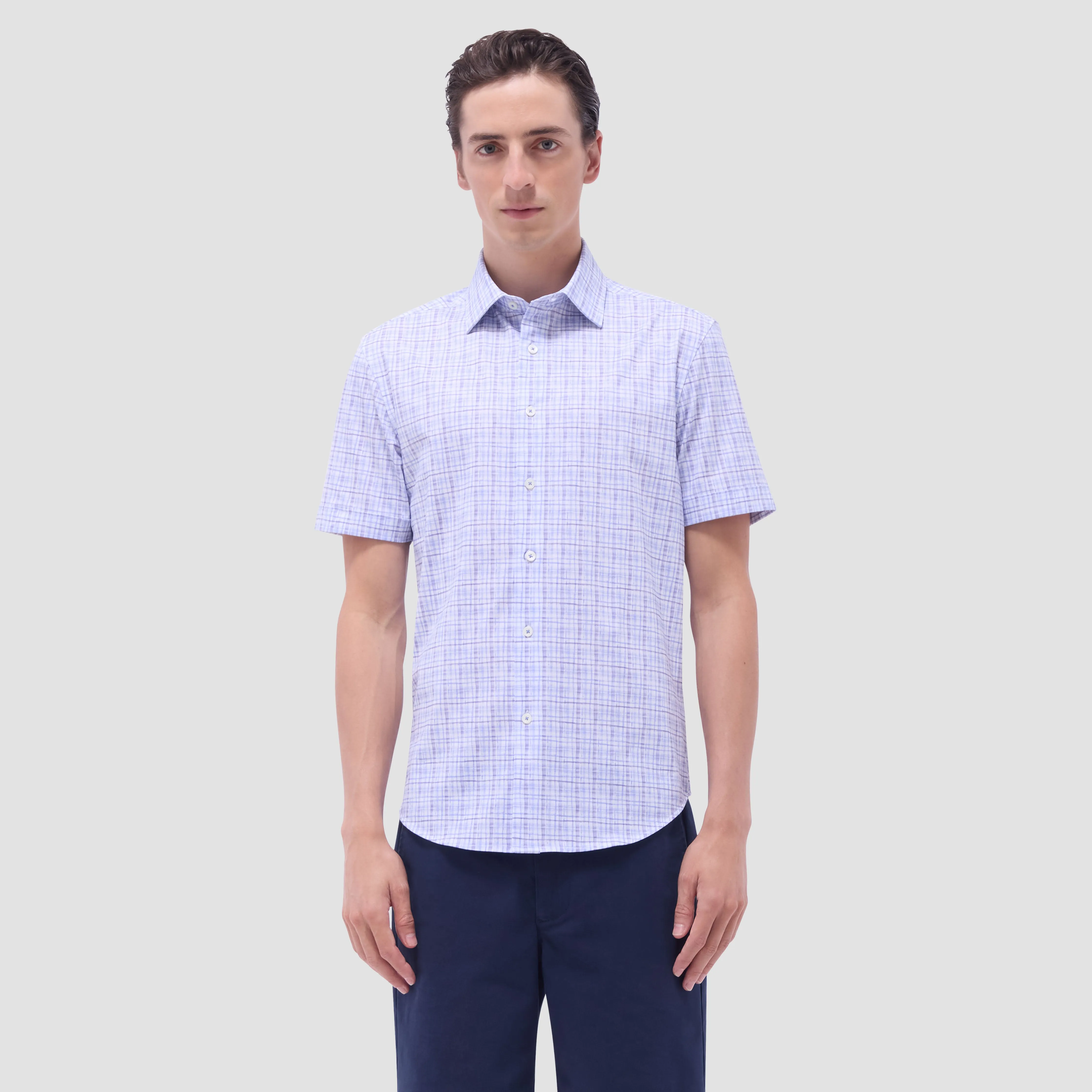 Miles Plaid Print OoohCotton Short-Sleeve Shirt