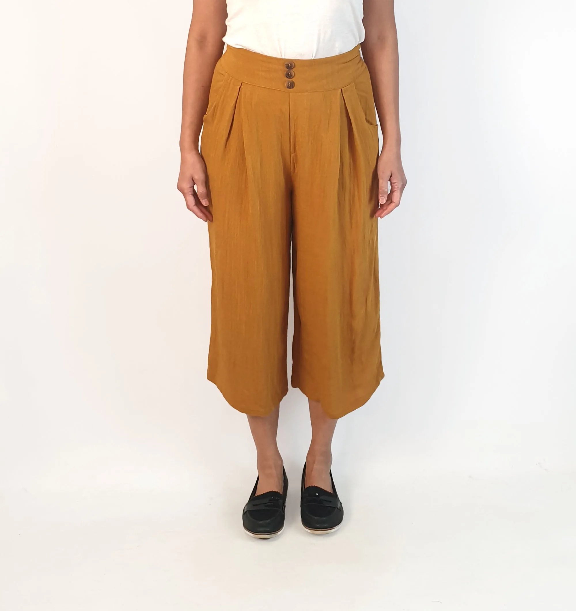 Missy O mustard wide leg culotte pants size 10