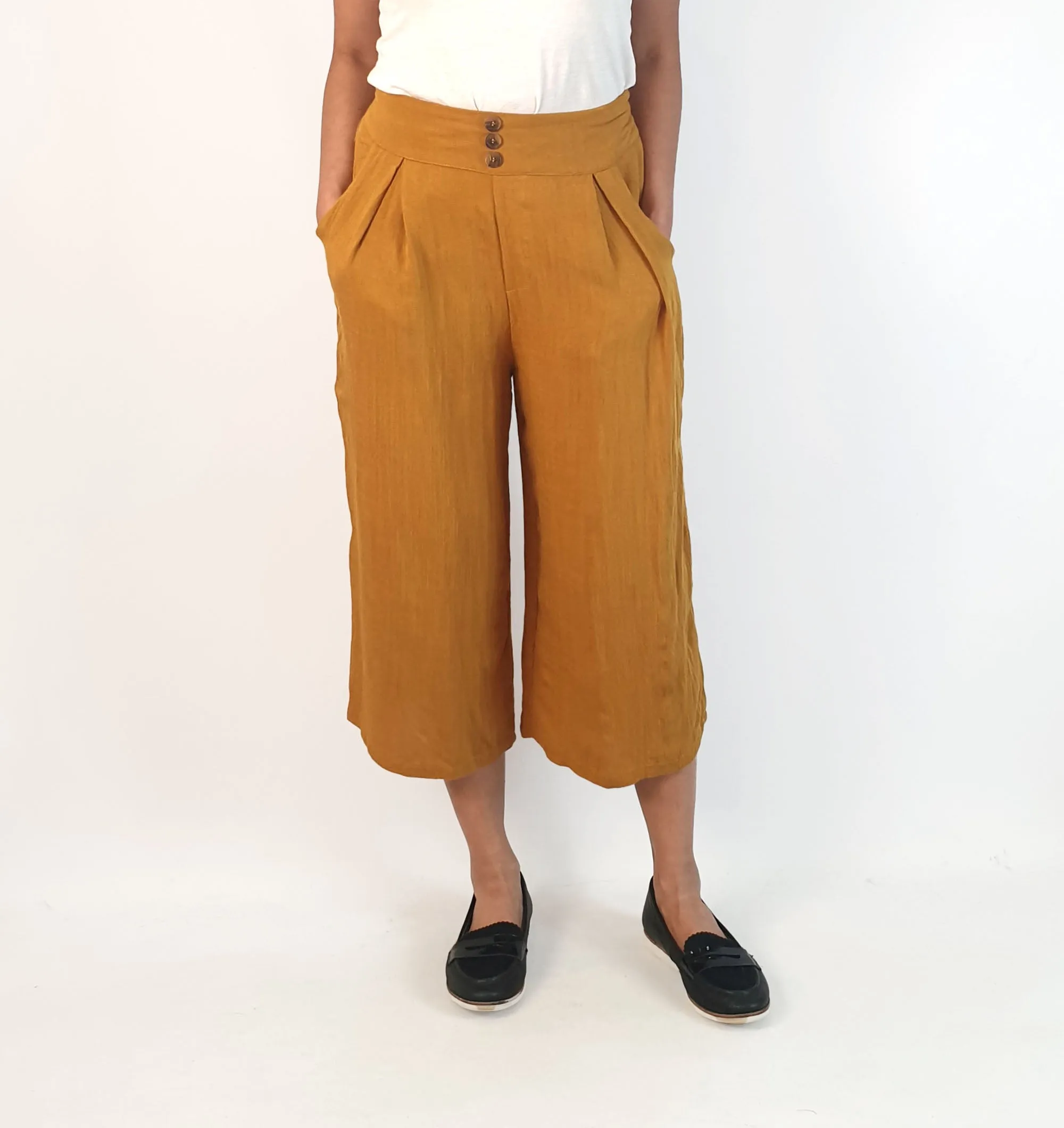 Missy O mustard wide leg culotte pants size 10