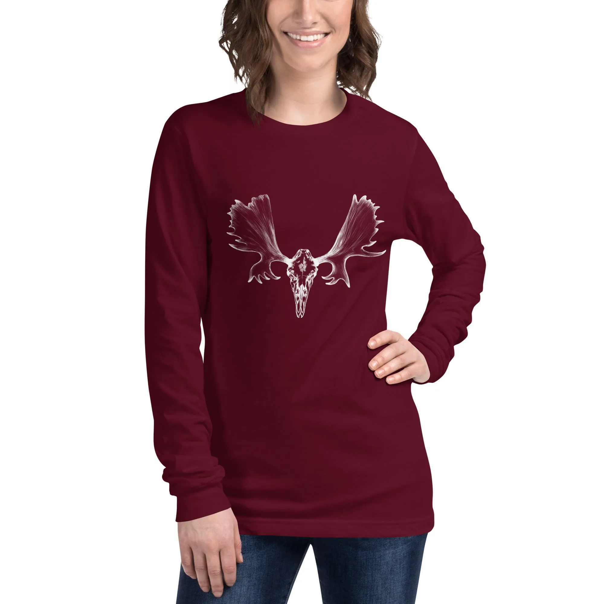 Moose Skull White Logo Long Sleeve