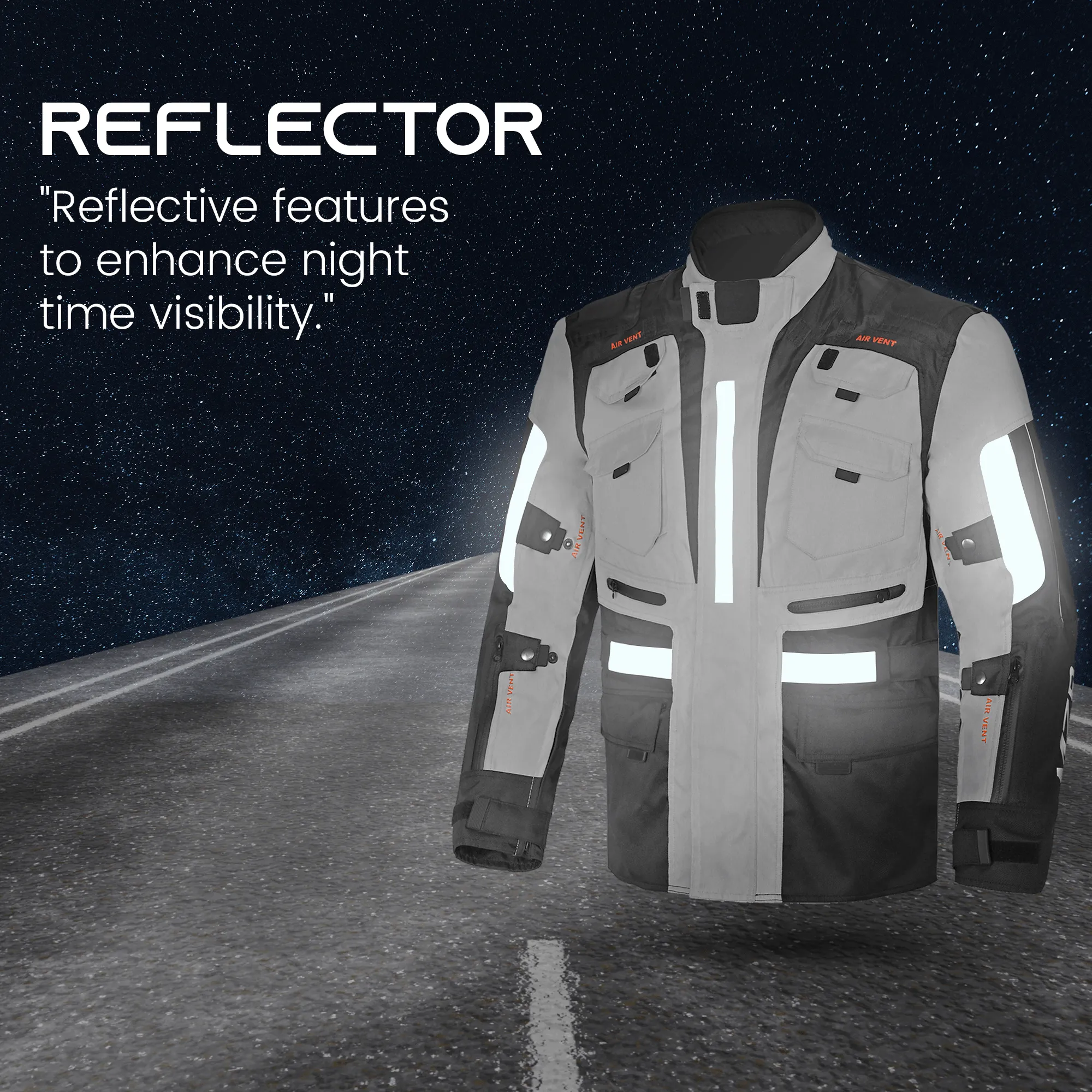 MZB Thunder Mens All Season Motorcycle Touring Waterproof Textile Jacket - Black/Grey
