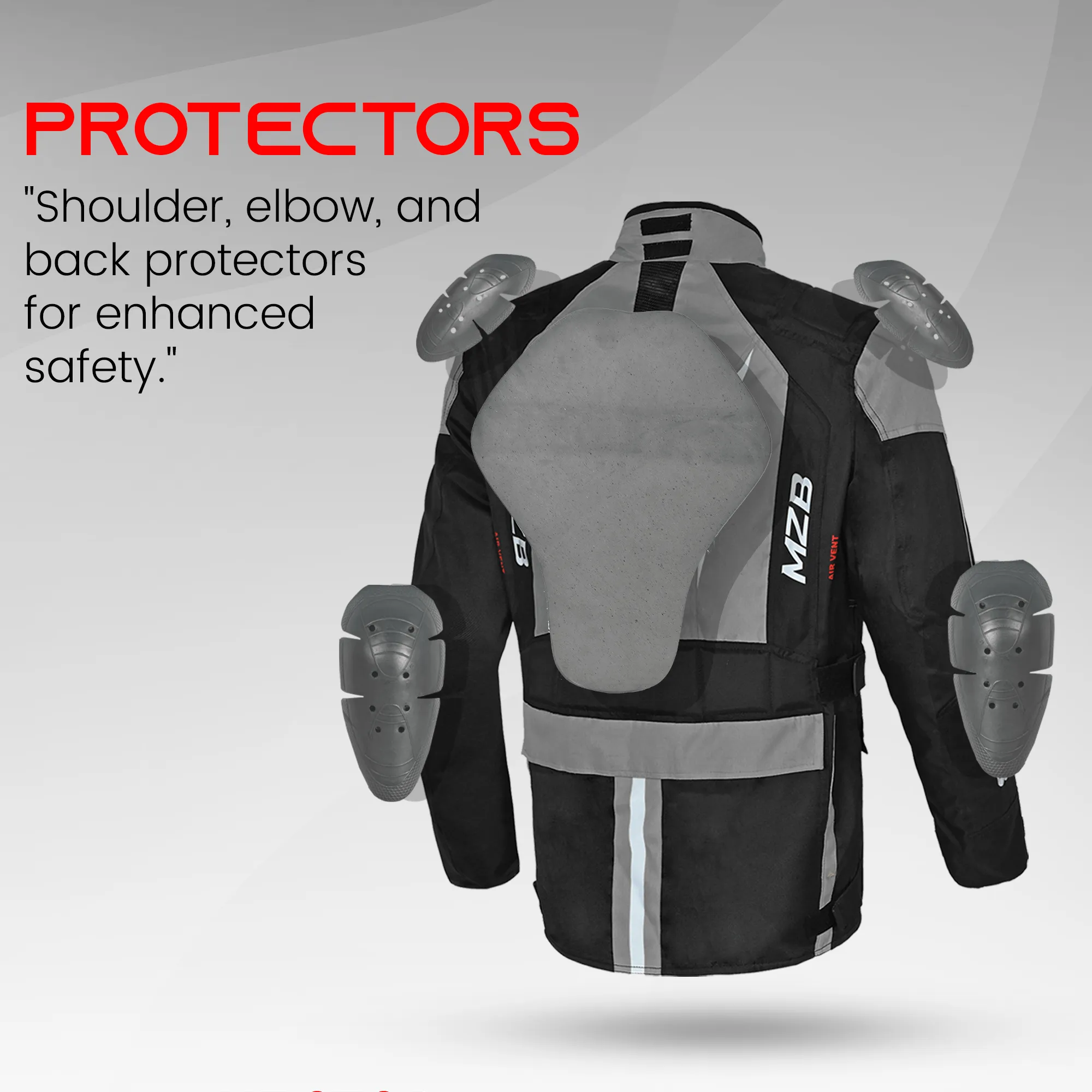 MZB Thunder Mens All Season Motorcycle Touring Waterproof Textile Jacket - Black/Grey