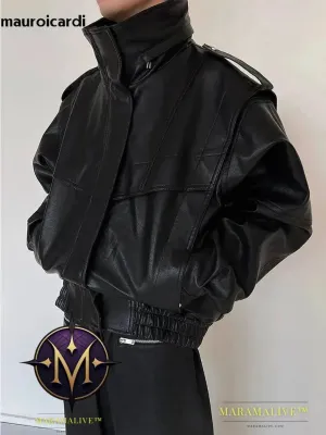 Oversized Cool Waterproof Windproof Black Pu Leather Jacket Men Zip Up Luxury Designer Clothes 2023