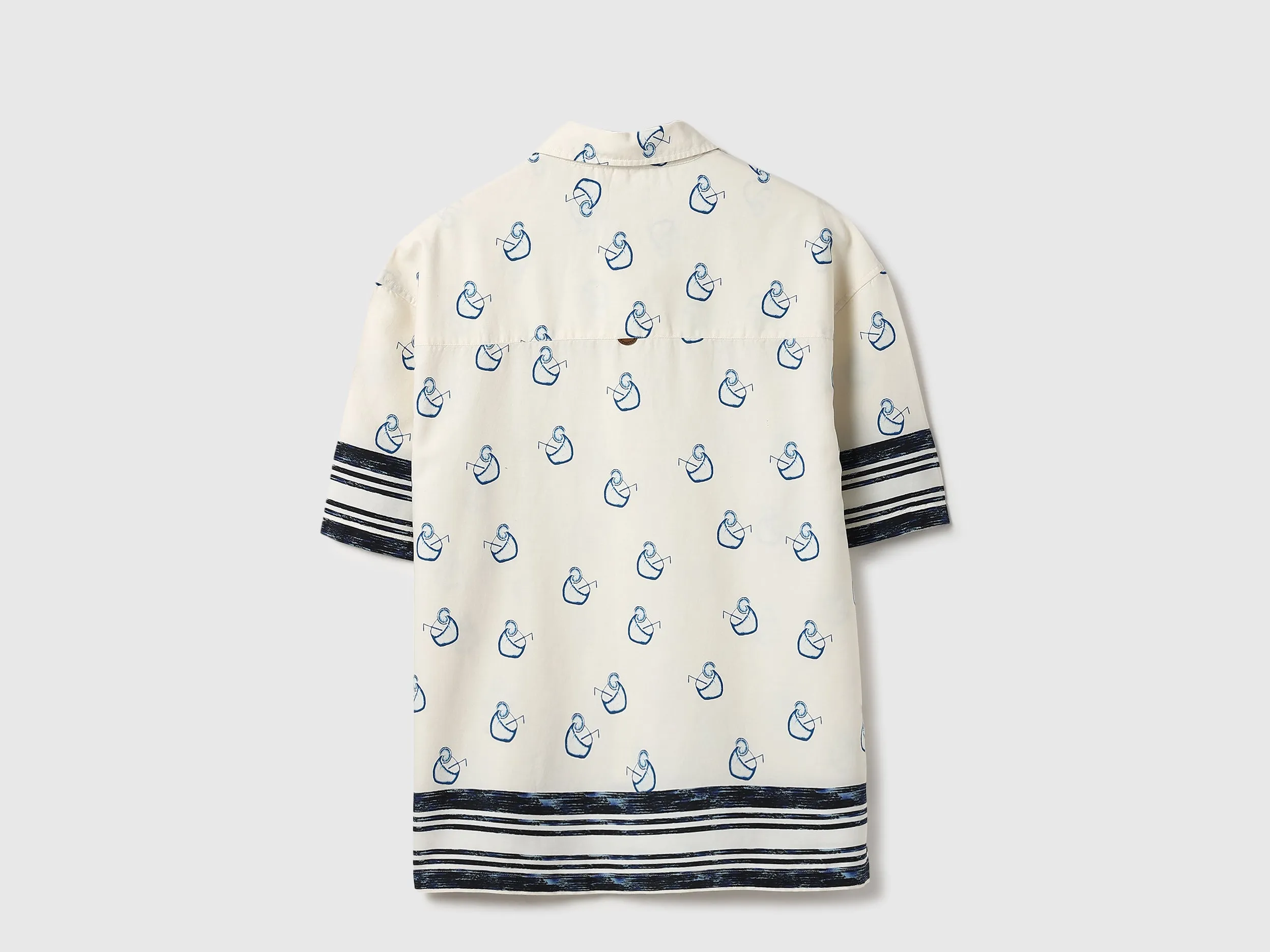 Oversized Fit Spread Collar Coconut Print Shirt
