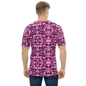 Pink Purple Camo Men's T-shirt, White Mixed Camouflage Military Print Shirts-Made in USA/EU
