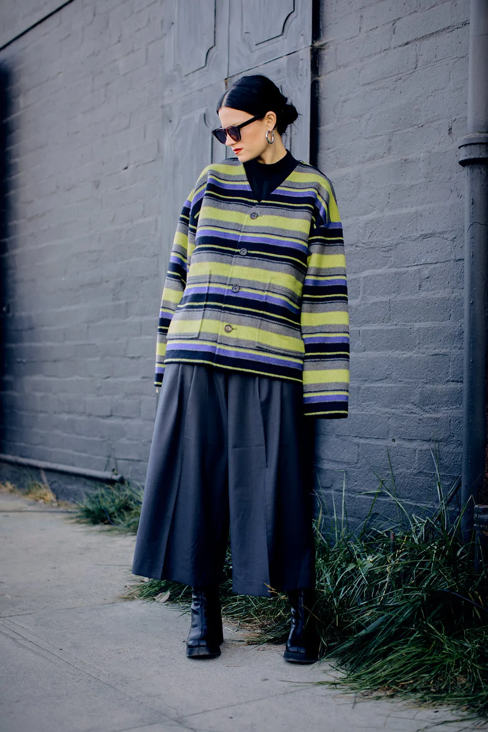 Pleated Wide Leg Crop Trousers
