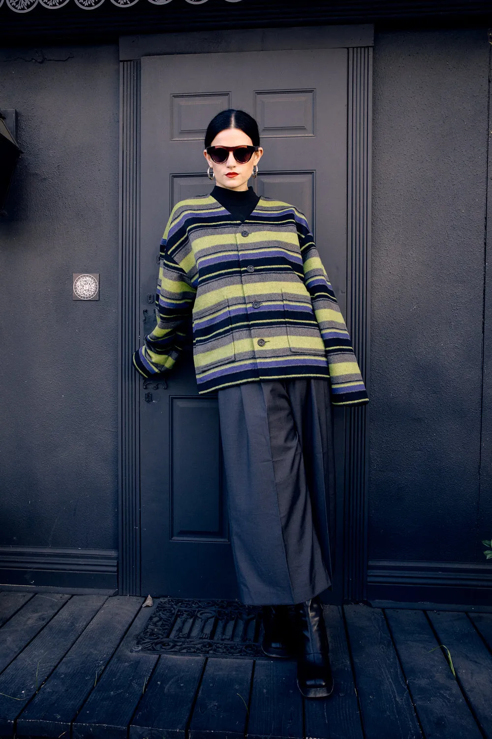 Pleated Wide Leg Crop Trousers