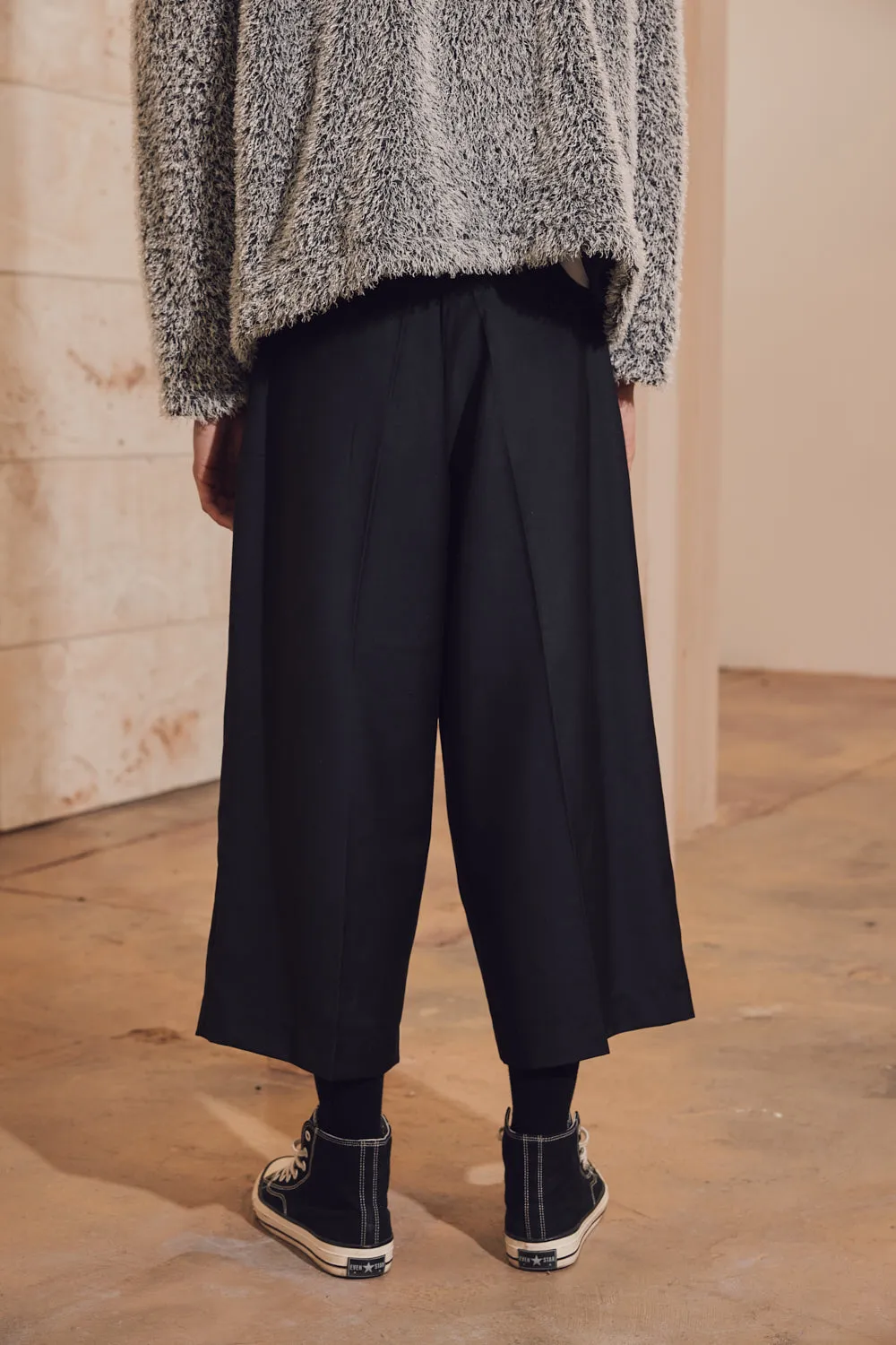 Pleated Wide Leg Crop Trousers