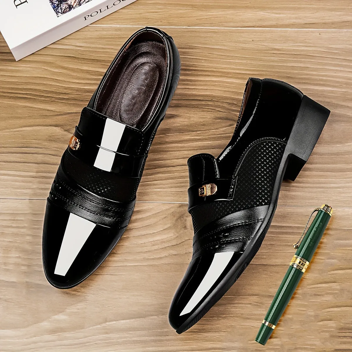 Plus Size Men's Comfortable Slip-On Business Shoes - Durable Rubber Sole, Non-Slip, Breathable, Water-Resistant, Easy to Wear, Versatile Daily Footwear for Work, Leisure, and Formal Occasions