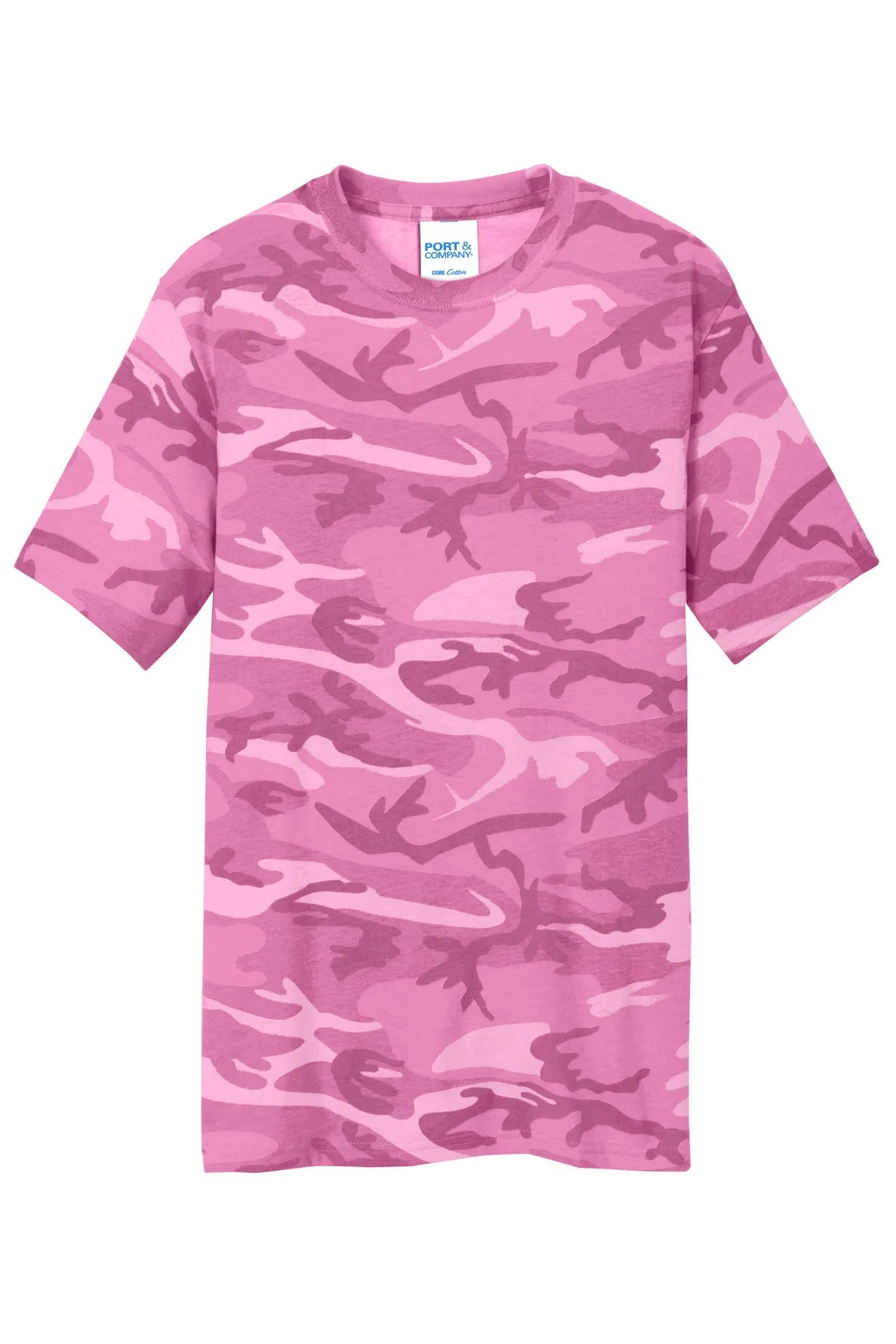 Port & Company Core Cotton Camo Tee.  PC54C Pink Camo
